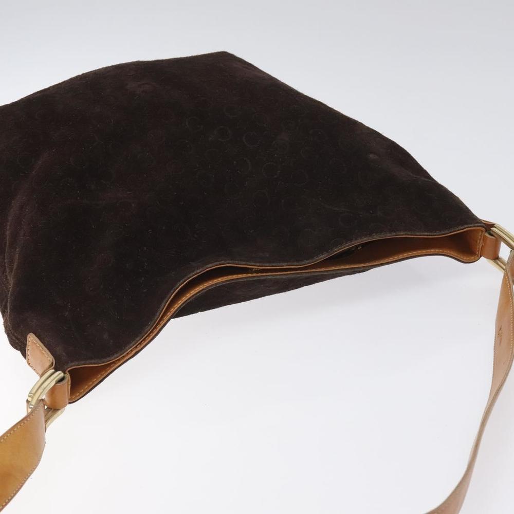 CELINE C Macadam Canvas Shoulder Bag Suede Leather Beige Brown gold Auth hk2165 - Picture 6 of 16
